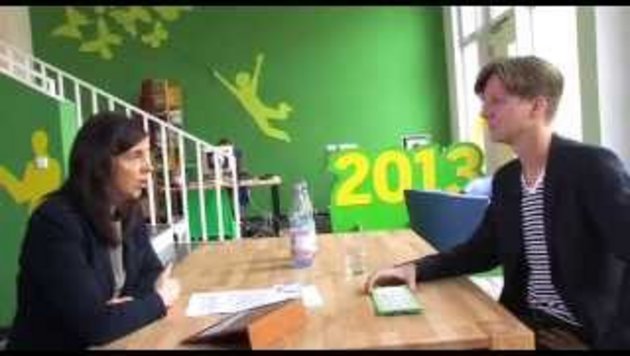 Katrin Göring-Eckardt steht Rede und Antwort zum Programmentwurf